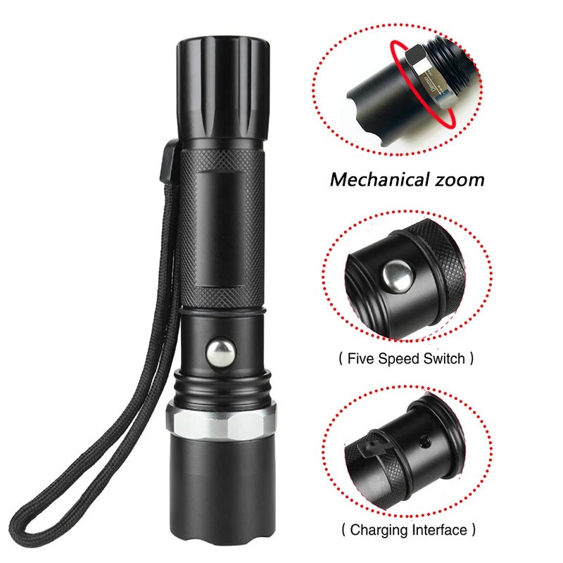 3 Mode Rechargeable Movable Electric LED Torch Ultra Bright Laser Power ...