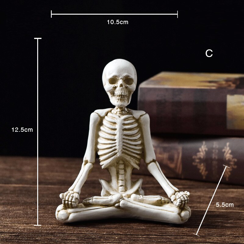 Yoga Skeletons Statue character decoration Halloween Figurines gift decoration resin handicraft