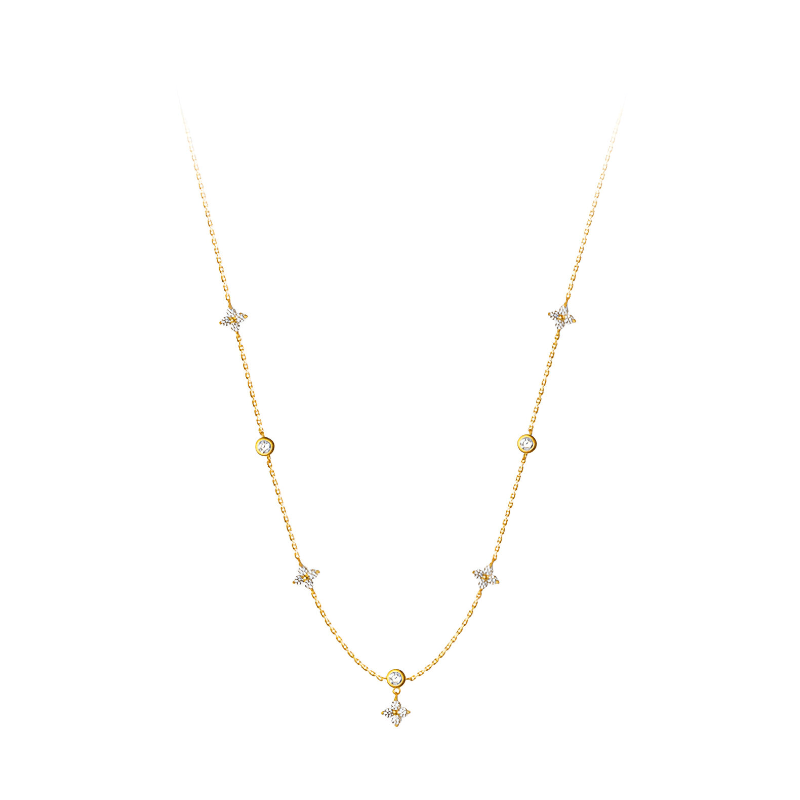 Imitation Four-Leaf Clover Necklace with Zircon Elegant Light Luxury Jewelry for Women