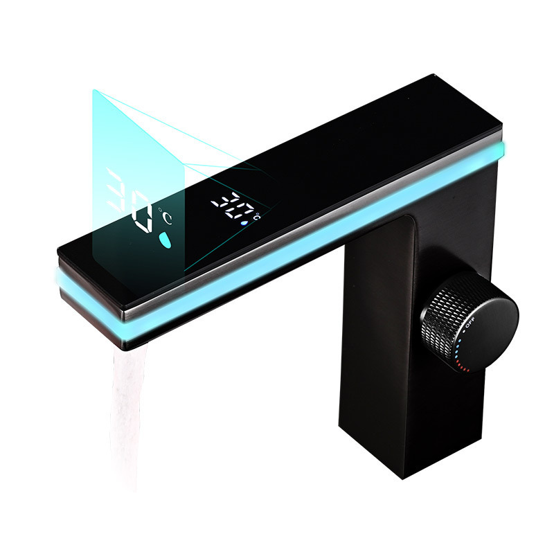 Intelligent Digital Display LED Basin Faucet  Full Copper Hot  Cold Bathroom Tap