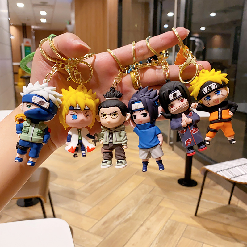 Naruto Cartoon Keychain for Schoolbag Key Ring Anime Doll Pendant Accessory Small Gift for Kids and Fans