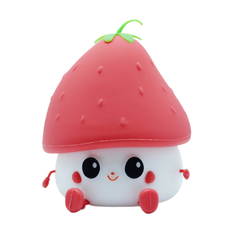 Strawberry Silicone Night Light for Kids with Two-Level Dimming Sleep Pat Fun Lamp Small Atmosphere Light Gift