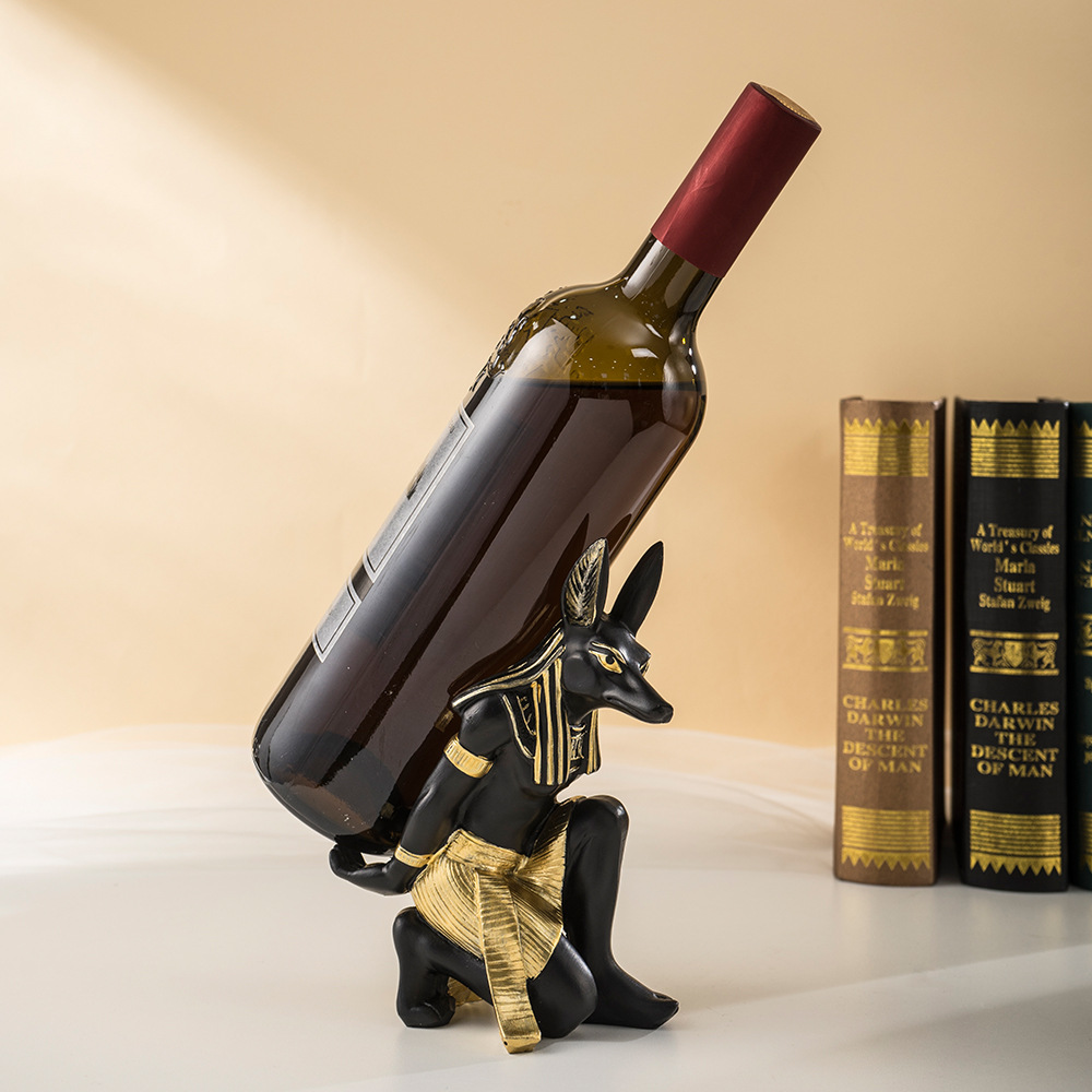 Anubis Resin Wine Rack Creative Ancient Egyptian Style Home Decor Ornament for Living Room Souvenir Display Gift Collectible