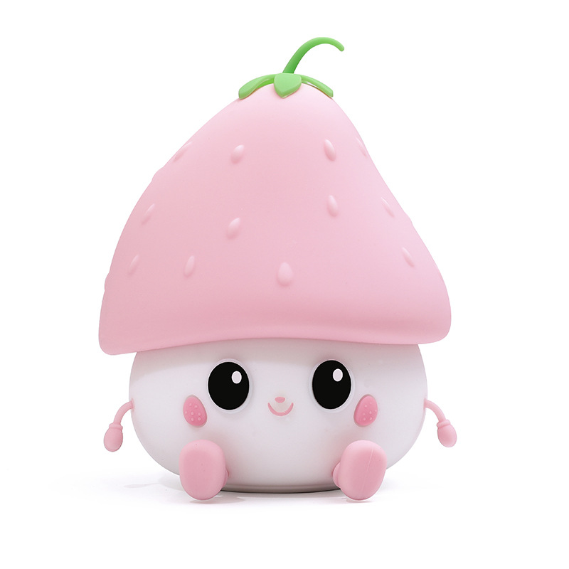 Cute Strawberry Silicone Pat Lamp, Warm Night Light for Bedroom, Children’s Sleep Table Lamp, Birthday Gift
