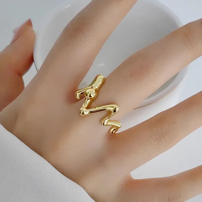 Smooth Cross-Woven Geometric Copper-Plated Gold Ring for Women All-Match Hip-Hop Style Adjustable Open Ring Casual Wear Jewellery