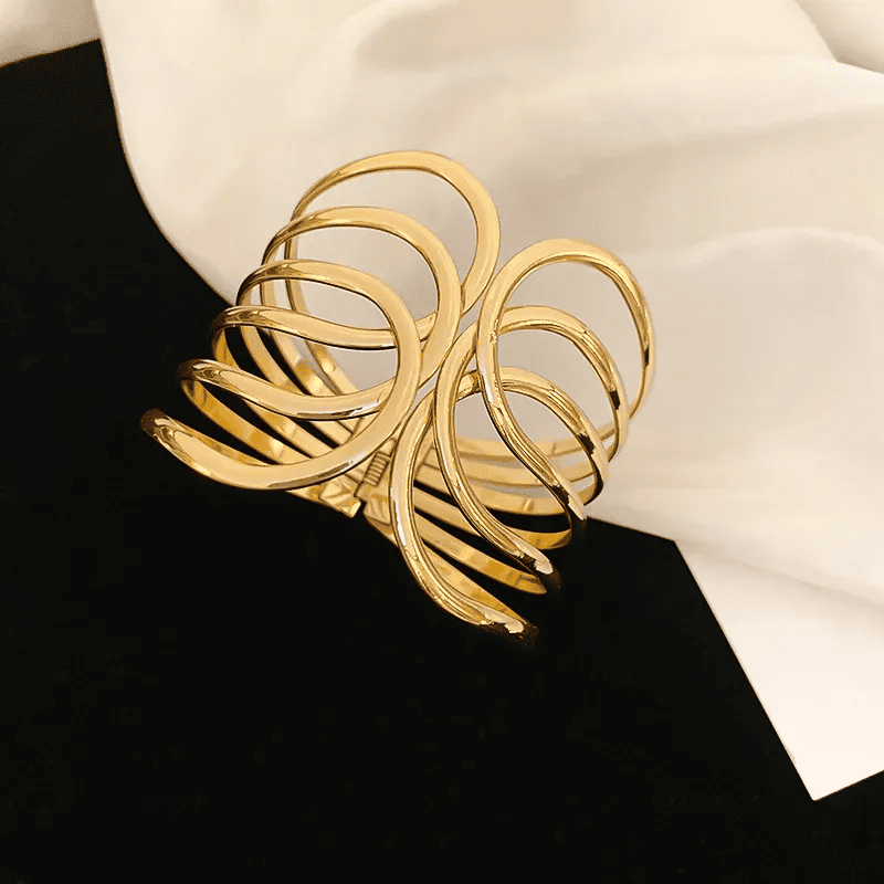 Metallic Multi-Layered Geometric Open Bracelet Armband High-End Temperament Niche Hand Party Wear Jewellery for Women