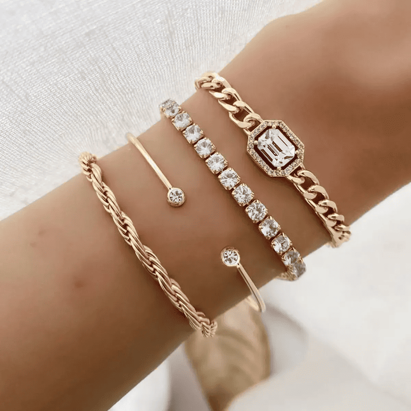 Elegant Gold Chain Bracelet Set Timeless Luxury for Any Occasion Perfect for Adding a Touch and Glamour to Your Look Ideal for Daily Wear Jewellery.